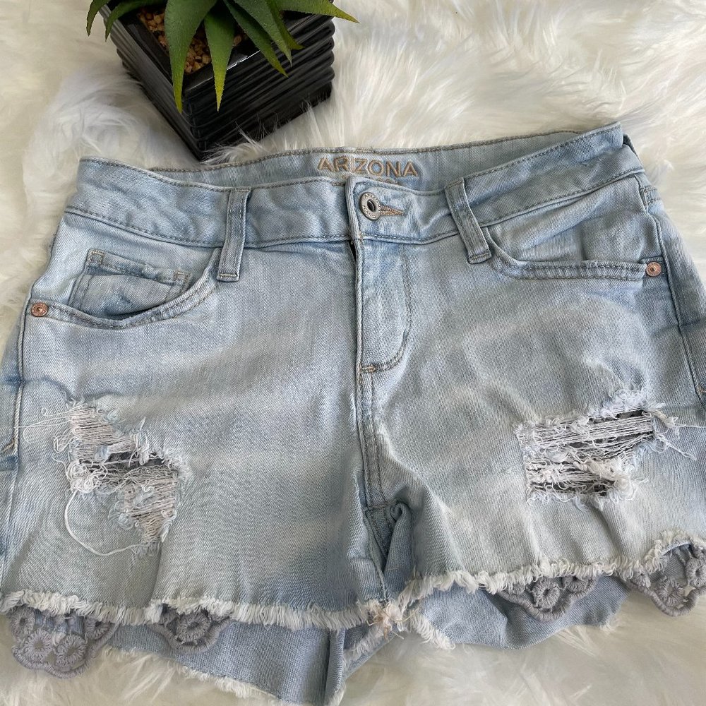 Jean Shorts with Lace Underlay